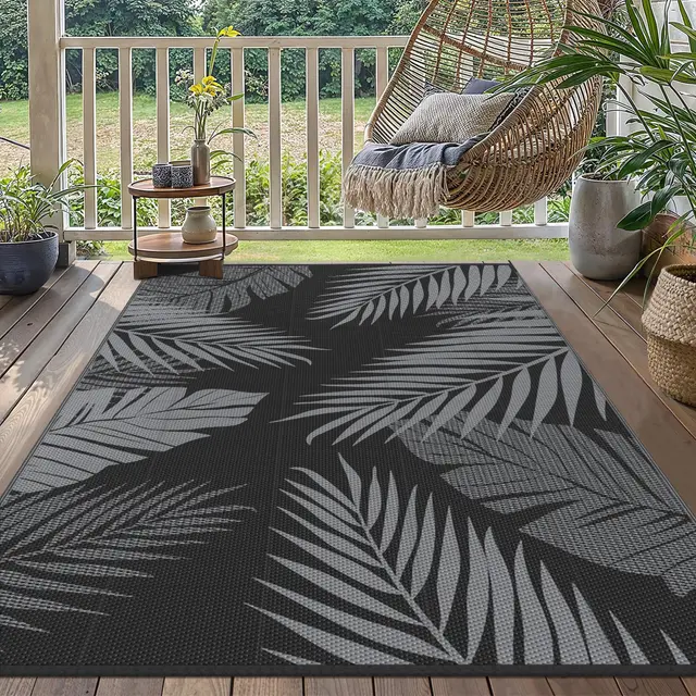GENIMO Tapis extérieur noir et gris