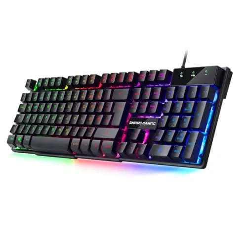 EMPIRE GAMING Clavier PC Empire K300 QWERTZ Allemand – 105 Touches Semi-mécaniques Dont 19 Touches Anti-gosthing 12 raccourcis multimédia Rétro-éclairé LED RG