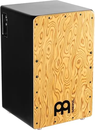 Meinl Percussion Pickup Woodcraft Cajon - Grande drum box avec micro, sons de caisse claire et basses - Surface de jeu en ronce makah (PWCP100MB)