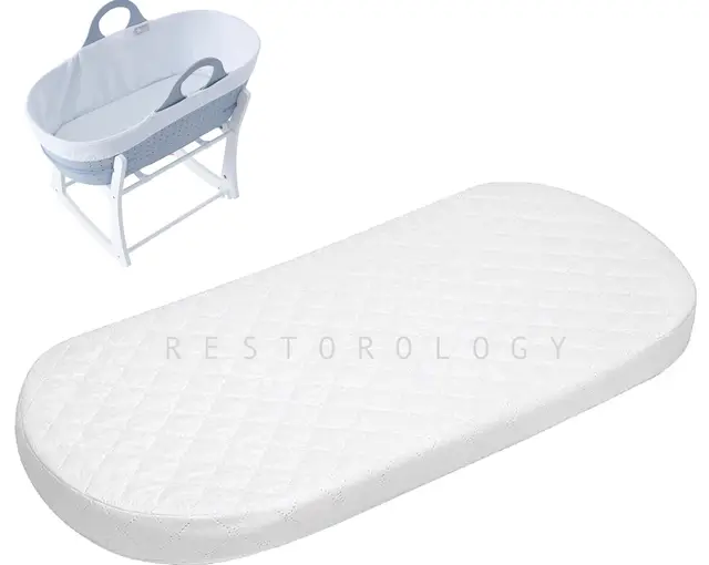Restorology Matelas ovale double face hypoallergénique pour couffin Tommee Tippee Sleepee, Mamas & Papas Housse amovible (74 x 28 x 4 cm)