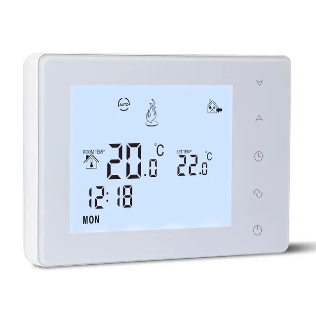Beok Thermostat Chaudiere Gaz 2 Fils à Piles,Thermostat Mural, Thermostats Programmable Filaire,Thermostats d'ambiance,Alimentation par Piles 2 AA,Aucune Fonction WiFi,Pile Non Incluse