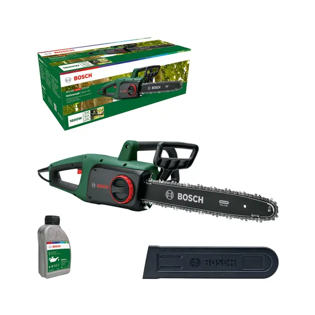 Bosch Tronçonneuse Bosch, UniversalChain 40 (1 800 W, légère : 4,3 kg, vitesse de chaîne : 12 m/s, dans carton) - Édition Amazon