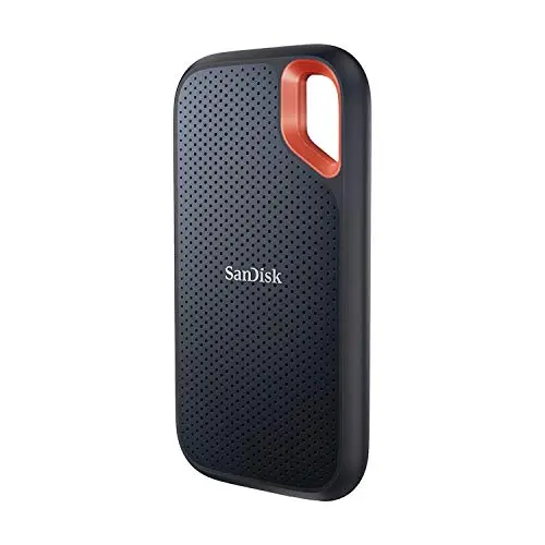 SanDisk Extreme Disque SSD Externe 500 Go (Portable NVMe SSD, jusqu'à 1050 Mo/s en lecture, 1000 Mo/s en écriture, USB-C, Résistance à la poussière et à l'eau classée IP65, Mousqueton pratique) Noir