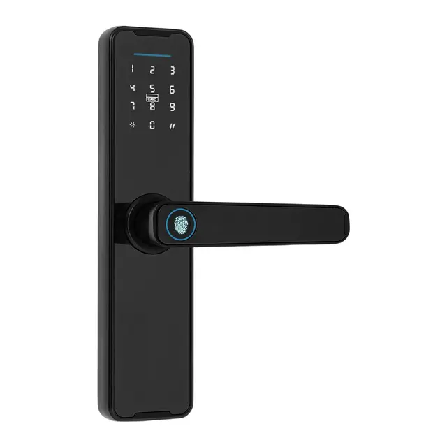 Serrure de porte avec empreinte digitale, Smart Lock, contrôle de l'application mobile, serrure à empreinte digitale avec code numérique, cartes, clés, ouvre-porte pour la maison