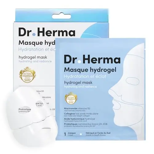 Dr. Herma - Masque Hydrogel Collagène & Acide Hyaluronique Hydratation Intense, Anti-Âge, Resserrement des Pores, Hypoallergénique – Soin Coréen Visage Premium pour Tous Types de Peaux. (4)