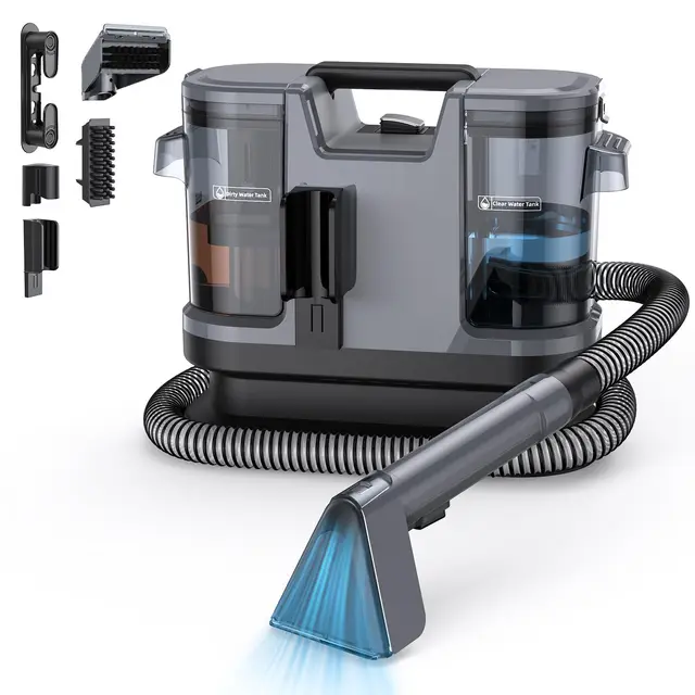 Lubluelu Shampouineuse Canapé Injecteur-Extracteur 600 W, 18 kPa – Nettoyeur Tapis et Moquettes Portable avec Fonction Auto-Nettoyante, Long Tuyau pour Canapés, Tapis et Intérieur de Voiture