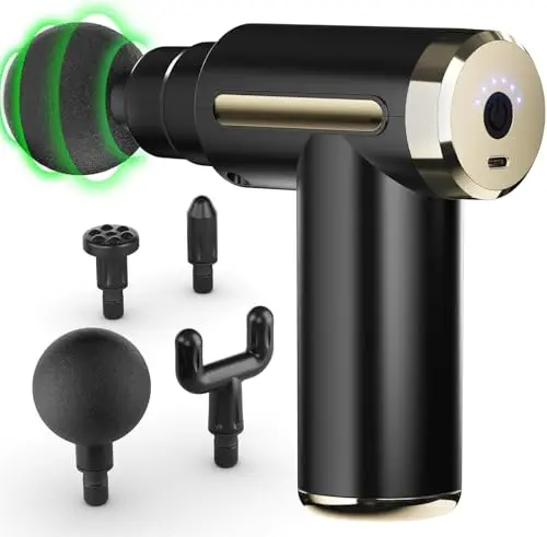 Cotsoco Mini Pistolet de Massage Musculaire, Massage Gun Anti-Douleur Sportif, Masseur à Percussion avec 4 Têtes, adapté à la Maison/Bureau/Salle de Sport, Idéal comme Cadeau pour Femmes et Hommes