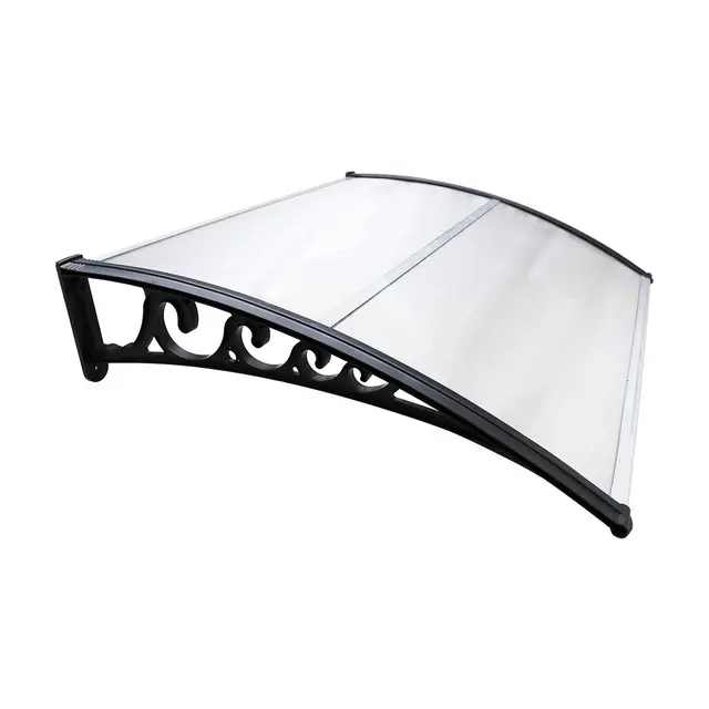 Sonnewelt Auvent de Porte d'Entrée 100x150cm, Toit Marquise en Polycarbonate 5 mm avec Structure ABS, Transparent, Protection Extérieure Contre la Pluie et UV