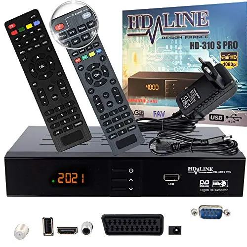 hd-line 310S Pro Récepteur Satellite HD Récepteur Satellite Numérique Récepteur HDMI DVB S2 pour Sat HD Récepteur HDMI Sat Récepteur HDMI HD Sat Digital pour Récepteur Satellite pour TV DVB-S, Noir