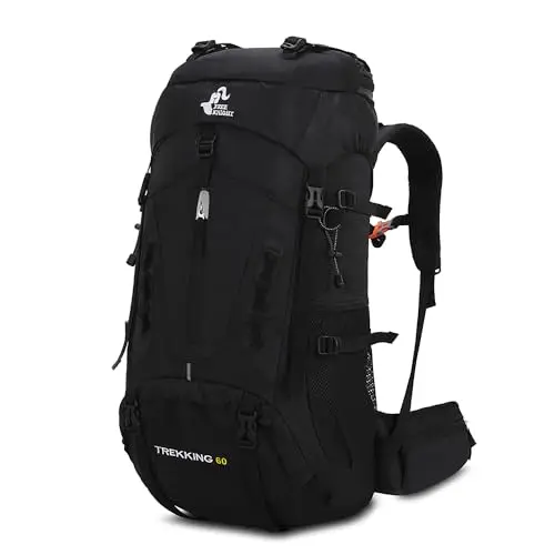 Bseash Sac à dos de randonnée léger et imperméable de 60L avec housse de protection contre la pluie, sac à dos de voyage pour l'escalade, le camping et la randonnée