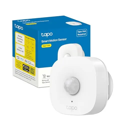 Tapo T100 Détecteur de Mouvement Intelligent, Détection à Large Portée, Allumage Automatique des Lumières, Compatible Alexa et Google Home, Batterie Longue Durée, Programmable, Hub requis