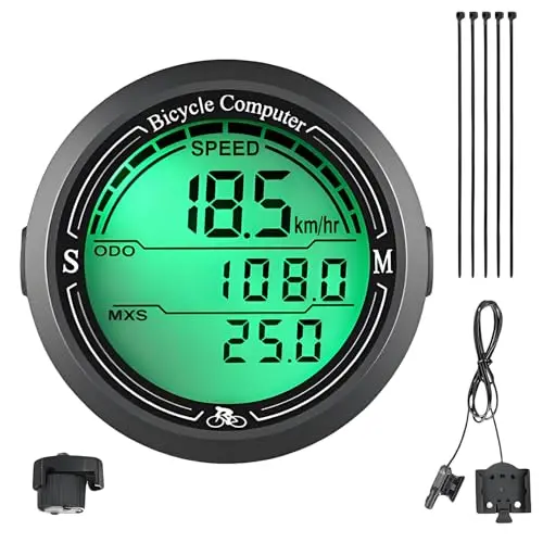 Compteur de Vélo, Ordinateur de Vélo avec de Nombreuses Fonctions, Étanche IP65 avec écran Rétroéclairé LED, Démarrage/Arrêt Automatique