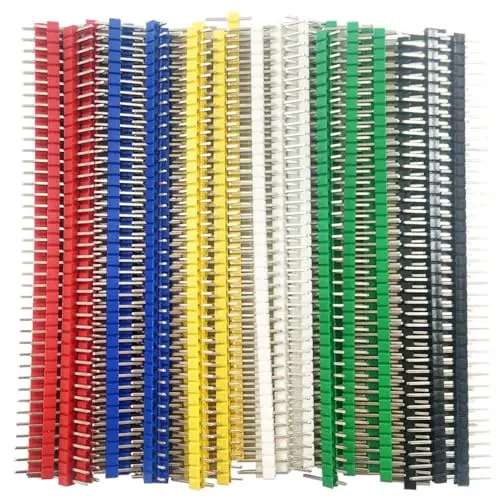 GTIWUNG 72 Pièces 2,54 mm PCB Board Pin Header Connector Strip 40 Broches Tête Mâle Connecteur à Broche pour Arduino Prototype Shield 6 Couleurs, 12 Pièces Chacune