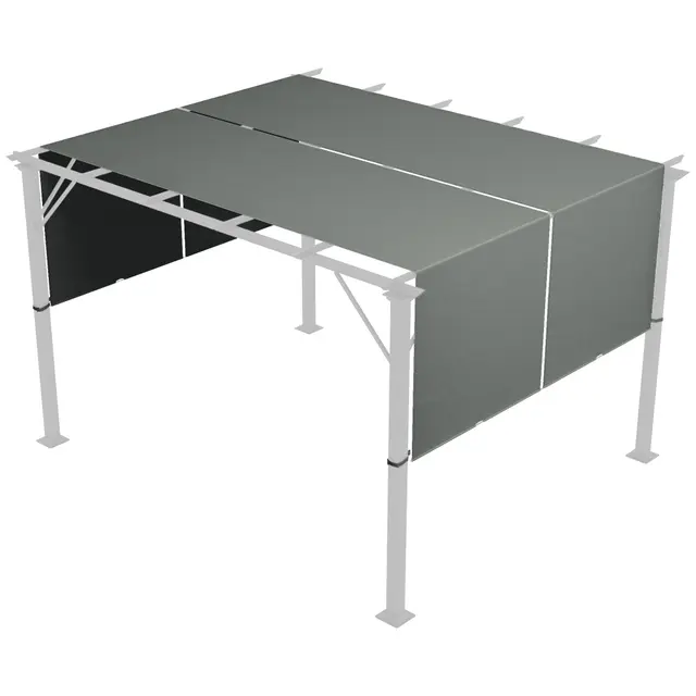 Outsunny Lot de 2 Toiles de Rechange pergola rétractable de 4,9 x 1,2 m pour pergola de 3 x 3 m Tissu Polyester Protection UV Gris foncé