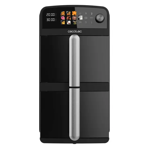 Cecotec Friteuse à Air de 10L avec Cuves Superposées Cecofry DuoLevel 10000. 2400W, Cuves de 5L, Contrôle Tactile, 6 Programmes Préconfigurés pour une Cuisson Rapide et Saine