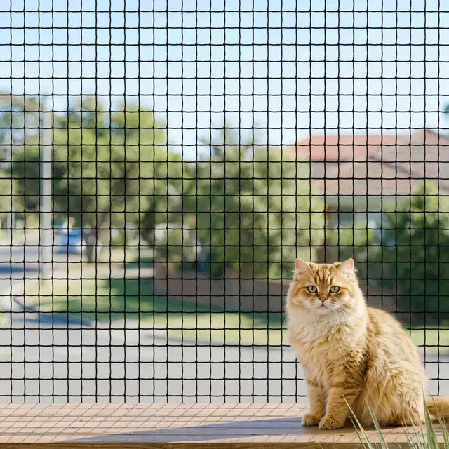 Katzennetz drahtverstärkt (4×3m,6×3m) Ohne Bohren, bissfest & reißfest, UV-beständig Katzenschutznetz für Balkon, Terrasse, Fenster & Zaun INKL(6 * 3m)