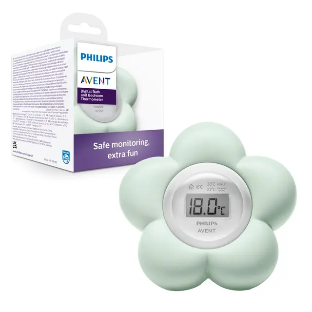 Philips Avent Thermomètre numérique de bain pour bébé, étanche et mesure précise de la température (Modèle SCH480/00)