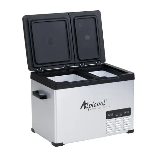 Alpicool Alpcool CHS45 32L Glaciere Électrique à Compression, 12/24V Réfrigérateur de Voiture portable congélateur et réfrigérateur pour Maison, dortoir, Camping, Double contrôle de température