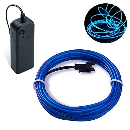 Guirlande Lumineuse LED, Neon Flexible Lumineux Décoration à piles pour Fête/Noël/Anniversaire/Soirée/Mariage, 3 Modes Éclairage avec télécommande, Imperméable Pour Intérieur (Bleu, 3M)