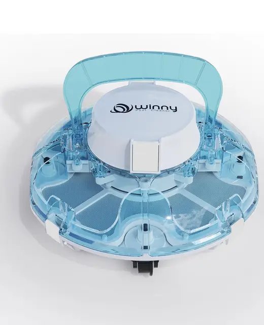 WINNY POOL CLEANER Winny 200P Robot Piscine, Aspirateur Piscine sans Fil avec Batterie, Autonomie 80 Min pour Piscines Hors-Sol 60m², Double Filtration,Stationnement Automatique(Bleu-Blanc)