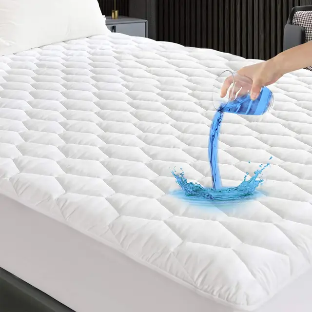GRT Protège-Matelas 160x200 cm – Matelassé, Imperméable & Respirant – Alèse Housse Coussinée Certifié Oeko-TEX – Skirt jusqu'à 40 cm