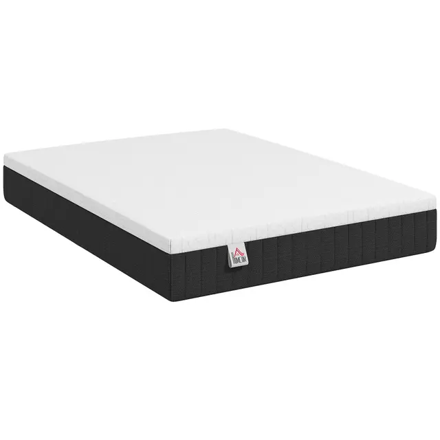 HOMCOM Matelas 140x190cm, Matelas 2 Personnes à Ressorts Ensachés, Mousse à Mémoire de Forme, 25cm d'Épaisseur, Soutien en 7 Zones, Housse Amovible Lavable, Certifié Oeko-Tex, Fermeté Moyenne
