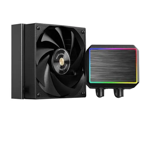 Mars Gaming ML-PROII120 Refroidissement Liquide AIO 300W TDP, Pompe 4ème Gén Opti-Chamber Base en Cuivre et Microcanaux, 1x Ventilateur 120mm FDB, Bloc en Aluminium Brossé avec FRGB Linéaire, Noir