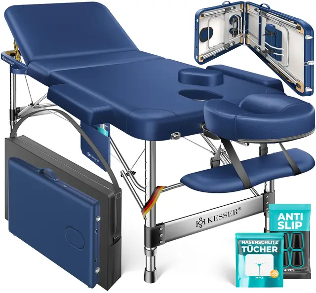 KESSER® Table de Massage Mobile Pliable & réglable en Hauteur 3 Zones Lit de Massage Table d'esthétique Large Table de thérapie Aluminium + 10x Support Visage avec Appui-tête