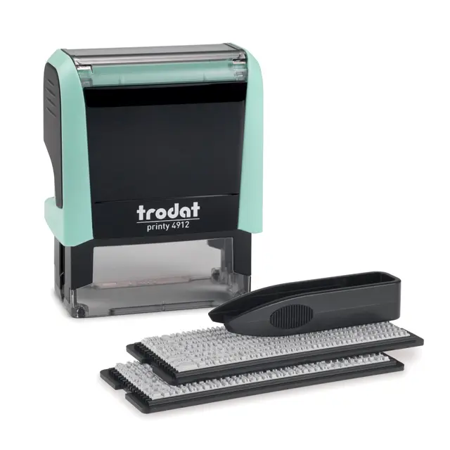 Trodat Printy Typomatic 4912T - Tampon Encreur Professionnel Automatique 4 lignes - Empreinte 47 x 18 mm À Composer Soi-Même (Vert Pastel)