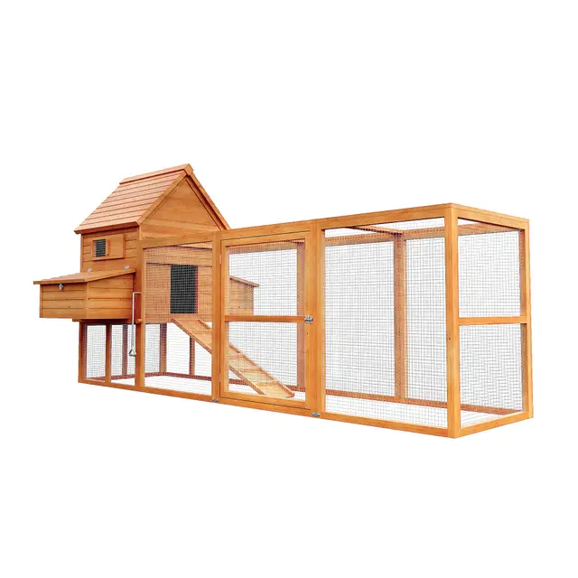 Wiltec Poulailler 310 x 150 x 150 cm – en Bois – Nichoir & Enclos avec Bac Amovible pour Nettoyage – Abri & Enclos, Clapier Pondoir