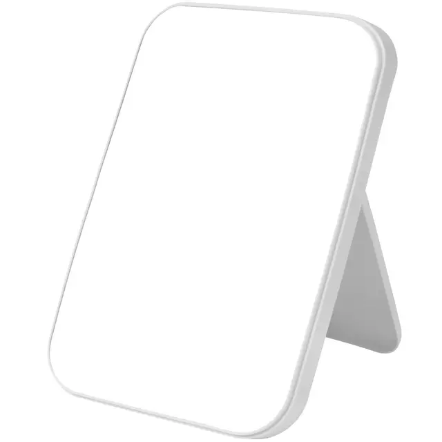 OSDUE Miroir Super HD, 20 * 13.4 CM Miroir de Maquillage Support Pliable Conçu, Portable Table Miroirs Facile à Transporter Miroirs de Voyage Ultra Fin et Durable Pliable Blanc