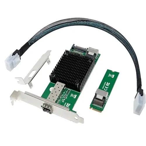 Carte Netwrok M.2 NVMe 10G (clé M SFP+ PCIe X4, avec contrôleur Intel 82599(X520-DA1), adaptateur réseau Ethernet RJ45 10 Go, avec câble SFF-8087, support PXE et UEFI