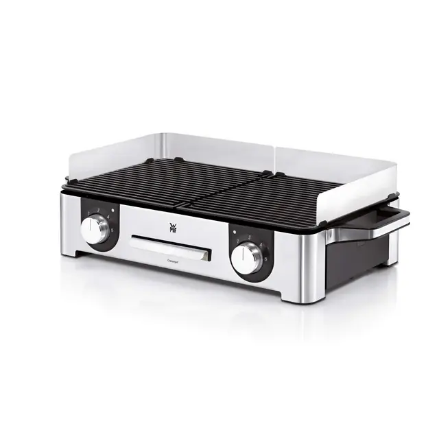 WMF Master-Grill électrique, 2400W, Grande surface 28x50cm, Revêtement antiadhésif, Plaques amovibles compatibles lave-vaisselle, Inox 18/10 Cromargan, Lono 0415280011