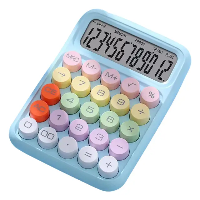 Calculatrice Mécanique à Grand Écran, Portable et Facile à Utiliser - Bleu