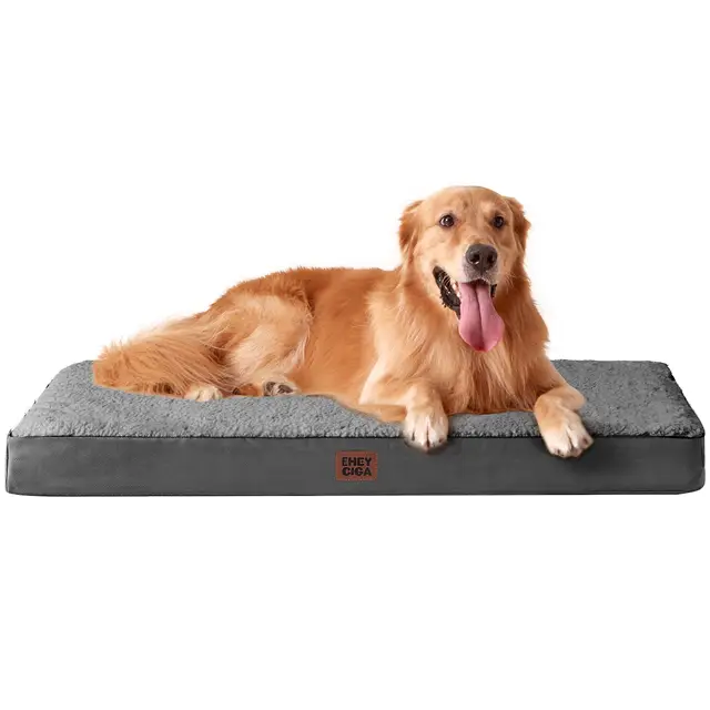 EHEYCIGA Panier Chien Orthopedique, Coussin Chien Dehoussable Lit pour Chiens Lavable, Tapis Epais pour Animaux Grande Taille, Matelas Chiens, Gris, 112x81x9cm