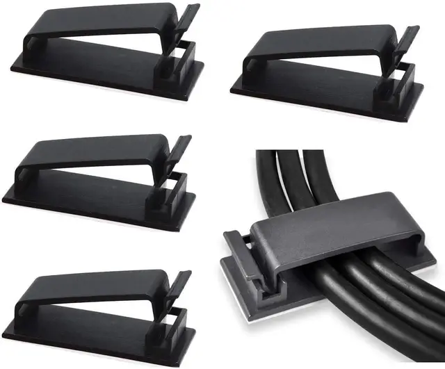 SOULWIT® Câble Management, 50PCS Clips de Câble Adhésifs pour Organiseur de Fils Electriques pour Câbles Ethernet et Système de Gestion de Câbles pour TV, PC, Ordinateur Portable, Bureau