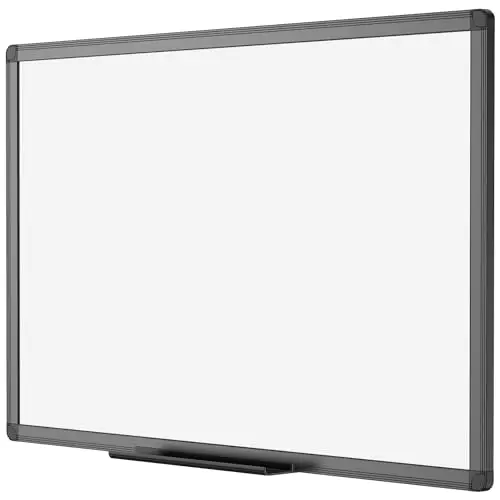 VIZ-PRO Tableau Blanc Magnétique Effaçable à Sec 90 x 60 cm, Cadre en Aluminium Noir, Idéal pour Bureau, École et Maison