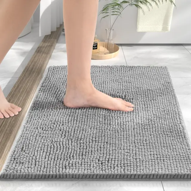 HITSLAM Tapis de Bain Chenille Gris