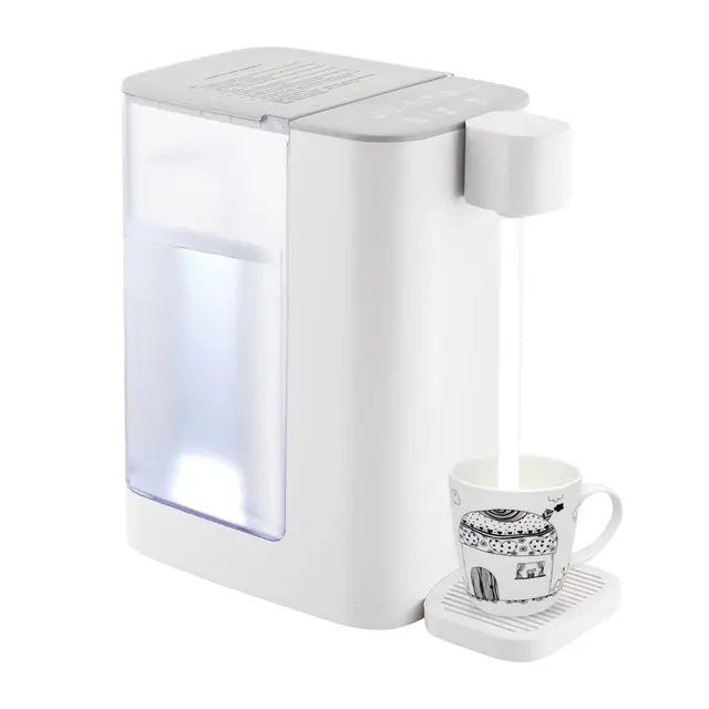 Distributeur instantané d'eau chaude 3L, bouilloire électrique 45 dB, distributeur d'eau chaude 5 options de température et 2 niveaux d'eau avec lumière, verrouillage sans danger pour les enfants