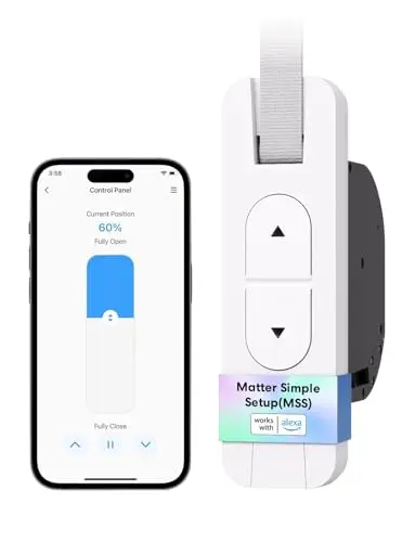 Meross Matter Enrouleur de Sangle Connecté, Enrouleur Volet Roulant (max. 45 kg, 6 m²), Compatible avec HomeKit Alexa et Google Home, Commande Vocale et Contrôle à Distance