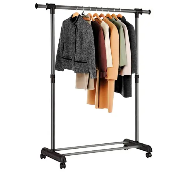 edihome, Portant a Vêtement, Penderie Vetement, Porte-vêtements, Armoire à Vêtements, Robuste, en Métal et Portable avec Roues