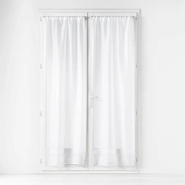 Douceur d'Intérieur, Paire Droite Passe-Tringle (2 x 70 x 200 cm) Lissea Blanc, Voile Sablé