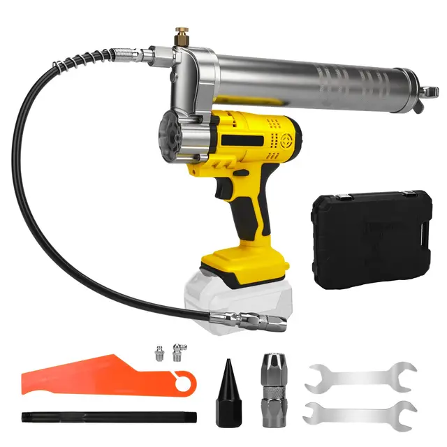 Pistolet à graisse sans fil pour Dewalt 20V batterie, 10000 PSI Pompe à graisse électrique, avec Éclairage LED, Tuyau 54 cm, Kit de Pistolet à Graisse Adapté au Graissage de Véhicules ou de Machines