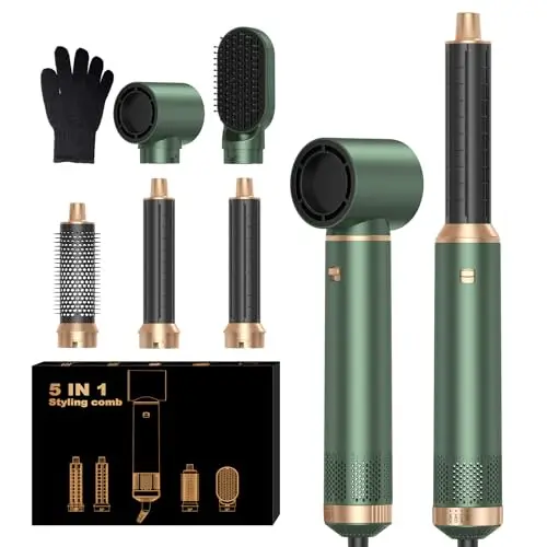 Airbrush 5 en 1 Hair Styler Air Brush 5 en 1 Air Styler avec Seche Cheveux, Brosse Soufflante, Fer a Boucler, Thermal Brush, Brosse Lissante Seche Cheveux 5 en 1 pour Sécher, Boucler, Lisser