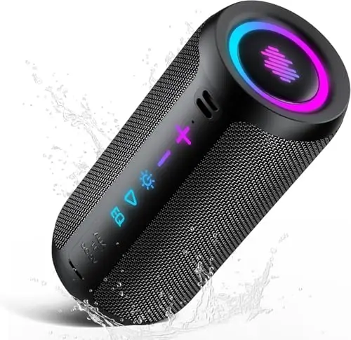 Enceinte Bluetooth Puissante 5.4 sans Fil avec Bass Puissantes, Haut-Parleur Portable 30W, Autonomie 30H,Son Surround à 360 degrés,Appairage TWS,IPX7,AUX,TF Carte,pour l'extérieur/La Fête/Voyage, Noir