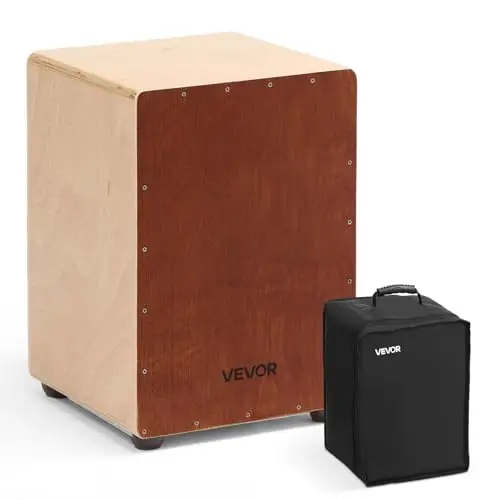 VEVOR Cajon avec Cordes de Caisse Claire Internes, Boite à Percussion Légère en Bois Bouleau, Instrument de Musique Portable avec Sac de Transport, pour Débutants, Professionnels, 30,5 x 30,5 x 43 cm