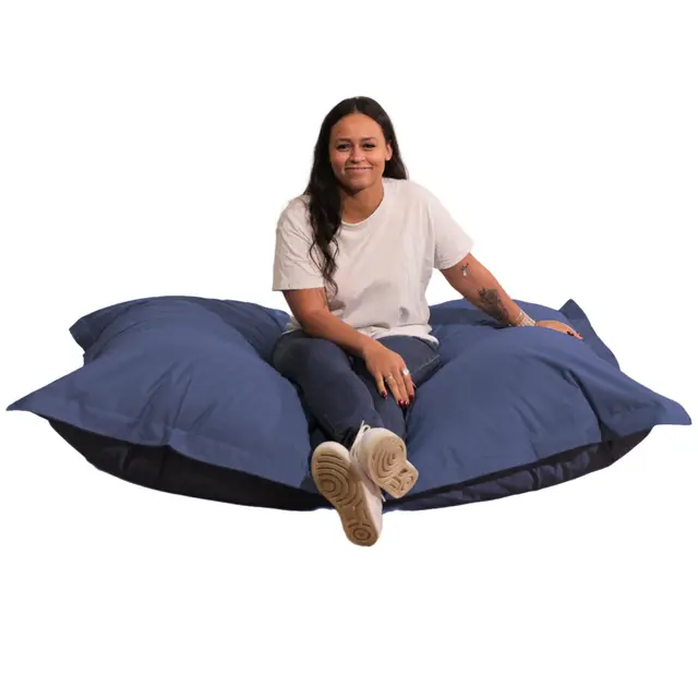 Bananair Pouf Extérieur Imperméable Géant - Confortable, Polyvalent, Anti-UV, Déhoussable - Pouf XXL de Jardin - Gros Coussin Extérieur Garni de Mousse - 180 x 140 cm - Bleu