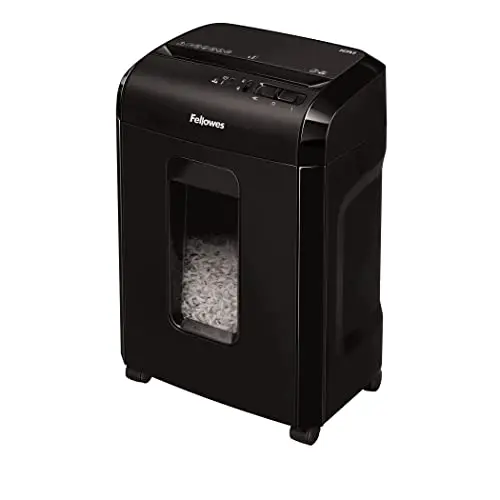 Fellowes destructeur Powershred 10M, destructeur de Papier Micro-Coupe 10 Feuilles, broyeur, Maison, Bureau, verrou de sécurité, DIN P5, Coupe croisée, Corbeille 19L, agrafes, Cartes de crédit