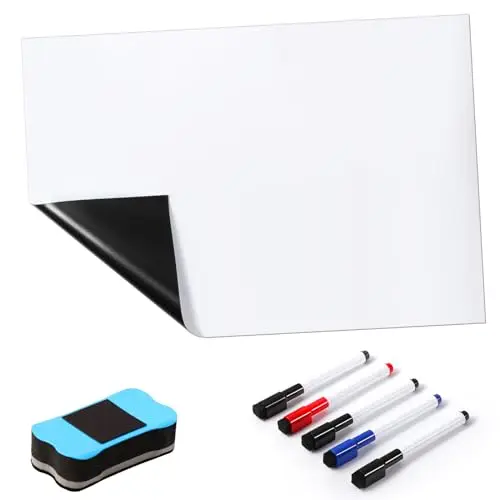 Blendura A3 Tableau Blanc Magnetique, Tableau Magnetique Frigo Effaçable à Sec pour Réfrigérateur avec 5 Stylos Marqueurs Et Effaceur pour planning semaine frigo, Cuisine Liste, Mémo Aimanté