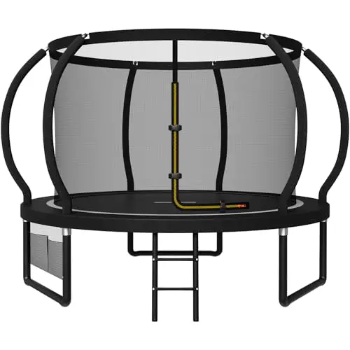 JUMMICO Trampoline d'extérieur Ø 228/305/366/427/488 cm avec Filet de sécurité et échelle, Trampoline de Loisirs certifié GS pour Enfants, Cadre avec revêtement antirouille, capacité de Charge 150kg